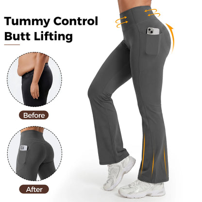 High-Waisted Tummy Control
Pocket Flare Leggings