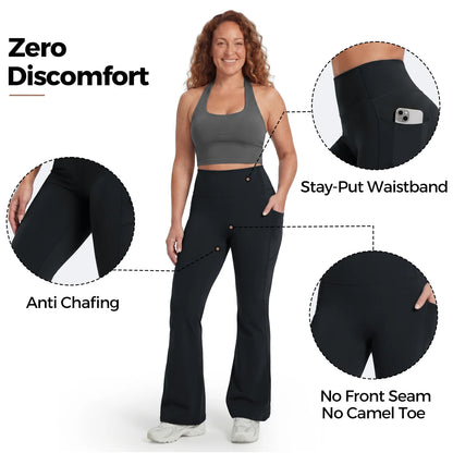 High-Waisted Tummy Control
Pocket Flare Leggings