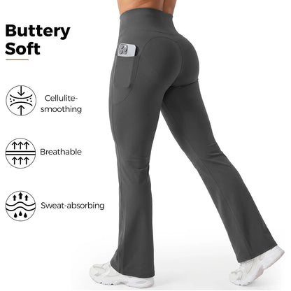 High-Waisted Tummy Control
Pocket Flare Leggings